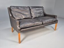 Vintage Danish 2 Seat Sofa Black Leather 1960s Retro MCM EB9090 M2SS
