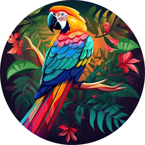 Stained glass floral macaw - stained,