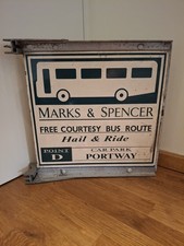 Marks & Spencer Courtesy Bus Metal Double Sided Bus Stop Sign. Stick On Signage.
