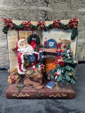 Santa Relaxing By The Fireplace Resin Scene Christmas Tree CB1