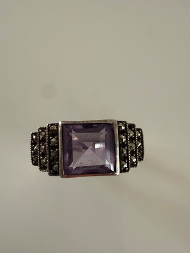 Silver amethyst and marquisite - silver,