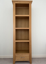 Cambridge Oak Tall Narrow Solid Oak Bookcase 1 Drawer