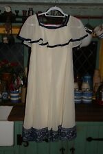 Vintage 1960s/1970s Jean Varon (John Bates) Designer Dress, UK 10/12, Cream, VGC