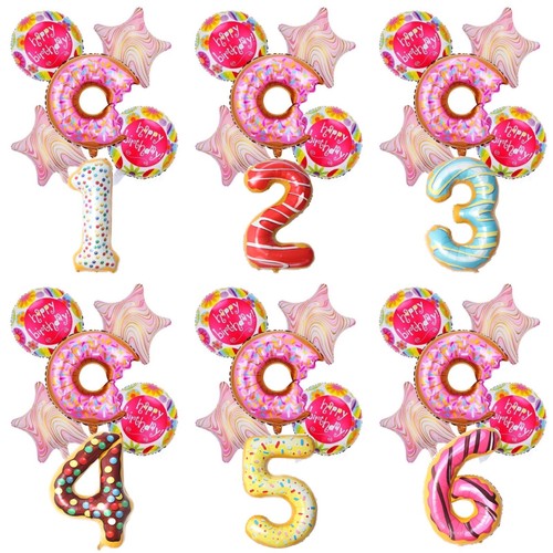6pcs pink donut number foil - donut,
