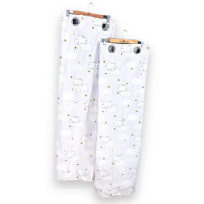 Lilac Purple Cloud Star Patterned Black Out Curtains Set Girls Bedroom 65x55"