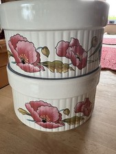 Two Simpsons Vintage Ovenstone Cookware Souffle Bowl 6.5" Diameter. 