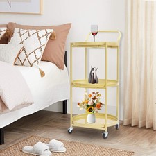 3-Tier Gold Rolling Bar Cart