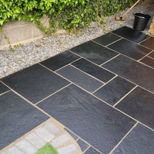 Black Limestone Natural Paving patio slabs 22mm Calibrated Mixed Sizes