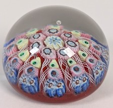 Vintage Strathearn Millefiori Paperweight Scottish Art Glass 10 Spoke 2.5in