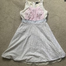 Mylene Klass Beautiful White & Pastel Sundress  Dress Size 12 Gorgeous