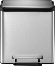 EKO Ecocasa Recycling Kitchen Pedal Bin 15+15L H49cm Silver [Dirty/Scuffed) B+