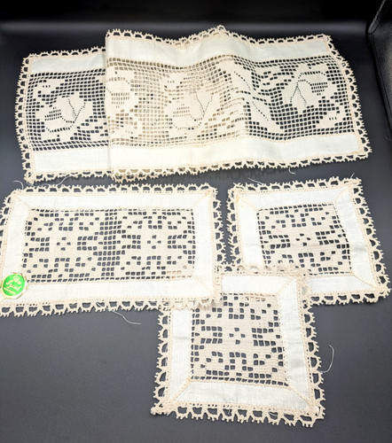 Vintage irish linen lacy - (n10),