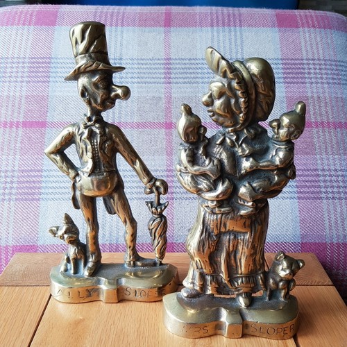 Pair antique cast brass - pair,
