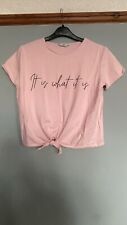 Girls Age 13 Years Candy Couture Pink Printed Tie Front Top