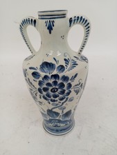 Vintage Delft Vase White/Blue Holland Decorative Collectable Home Decor 20.5cm