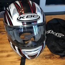 KBC TK-8 Red White Black Full Face Helmet Size L Motorcycle Helmet & Bag