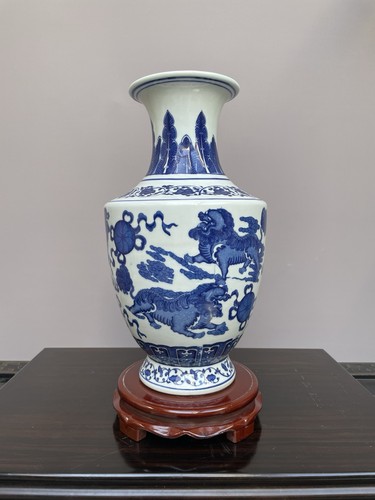Blue and white baluster vase - and,