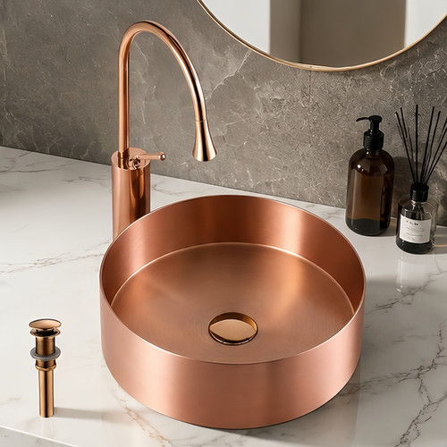 Luxury brushed brass round - s/s,