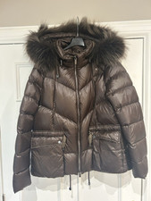 Diego M Down Filled Parka, Real Fur Trim, Chocolate Brown, UK 16 (New, No Tags)