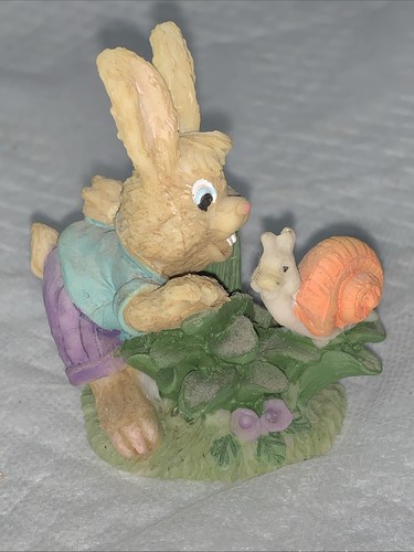 Rabbit with snail figurine - rabbit,