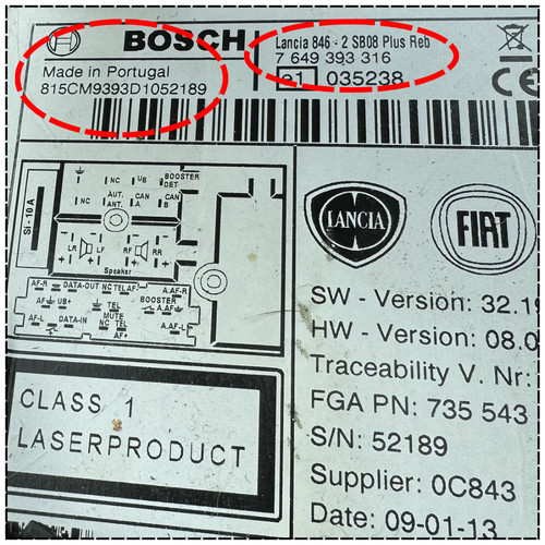 Radio code lancia 846 - lancia, sb08