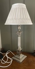 Vintage Corinthian Column Table Lamp And Silk Shade