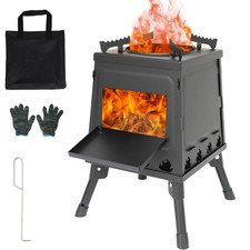 Wood Burning Stove Outdoor Hiking Camping Tent Stove with Stick, Gloves& Bag Set