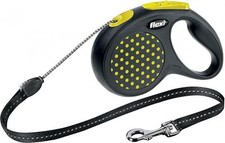 Flexi Design Dog Lead - 5m Length For Up To 50KG - Tape - Black and Yellow Polka
