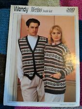 Wendy Merino Double Knit 3490 Vintage Knitting Pattern to fit 32-42" sizes