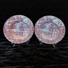 Vintage Pair of 22cm Bowls 'The Hunter' by Myott Red and White Pattern