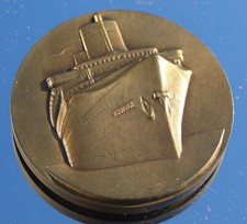 FRENCH LINE CGT SS NORMANDIE HOMMAGE OCEAN LINER MUSEUM 2" MEDALLION 1992