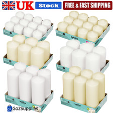 PREMIUM BOLSIUS PILLAR CANDLES WHITE IVORY WEDDING CHURCH HOME VARIOUS SIZES