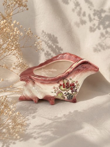 Vintage pink shell planter - vintage,