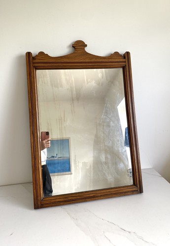 Very old wooden mirror with - old,