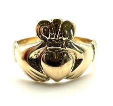 9ct Gold Claddagh Ring 9K Yellow Gold Claddagh Ring Men’s Claddagh Wedding Ring