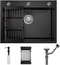 Stainless Steel Drop in Kitchen Sink w/ 3 Holes Drop-in Topmount Single-Auction 