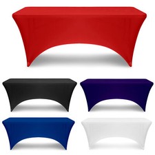 6FT Rectangular Tight Fit Table Cover Spandex Stretch Trestle Tablecloth Wedding