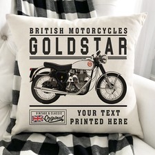 Personalised Motorbike Cushion Cover BSA Goldstar British Bike Dad Gift VBC02