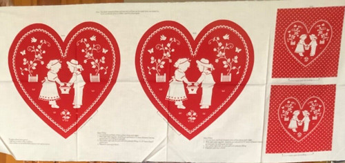 Love heart fabric panel - love,