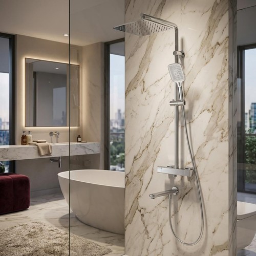 Exposed thermostatic shower - thermostatic,
