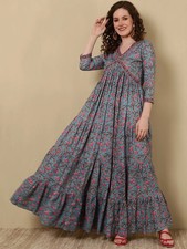 Indian Women Blue Rayon Floral