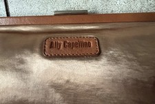 ALLY CAPELLINO rose gold metallic satin large clutch bag RRP £230