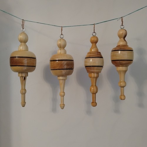 Wooden christmas baubles - wooden,