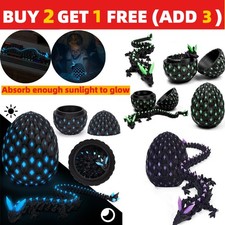 3D Printed Articulated Glow Dragon Egg Crystal Dragon with Dragon Egg Decor
