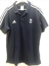 ADIDAS TEAM GB Polo Shirt Blue Short Sleeve Olympics Mens Large L