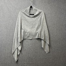 woman's grey wool cashmere tight knit cape poncho hankie asymmetric hem Italy