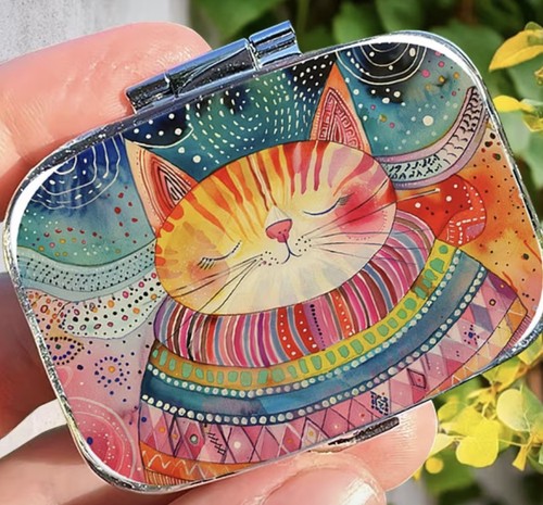 Colourful cartoon cat pill - cartoon,