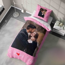 Upload Your Own Love You Duvet Cover Personalised with Photo Background Colour