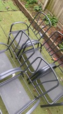 aluminium bistro set Patio Table & 5 Chairs Set Silver Stackable PURLEY CR8