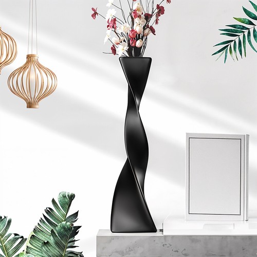 White black ceramic vase - white/black,